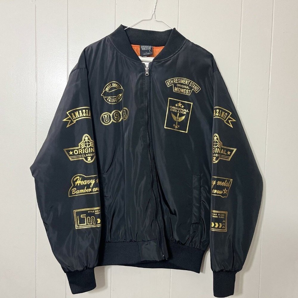 New ORIGINAL DELUXE Men's Bomber Black Jacket Size M